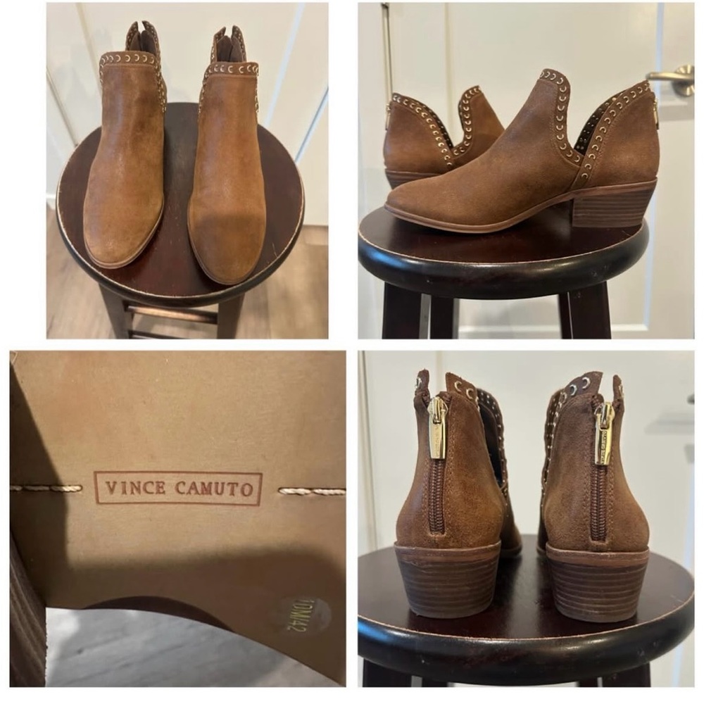 Vince Camuto Studded Brown Ankle Booties